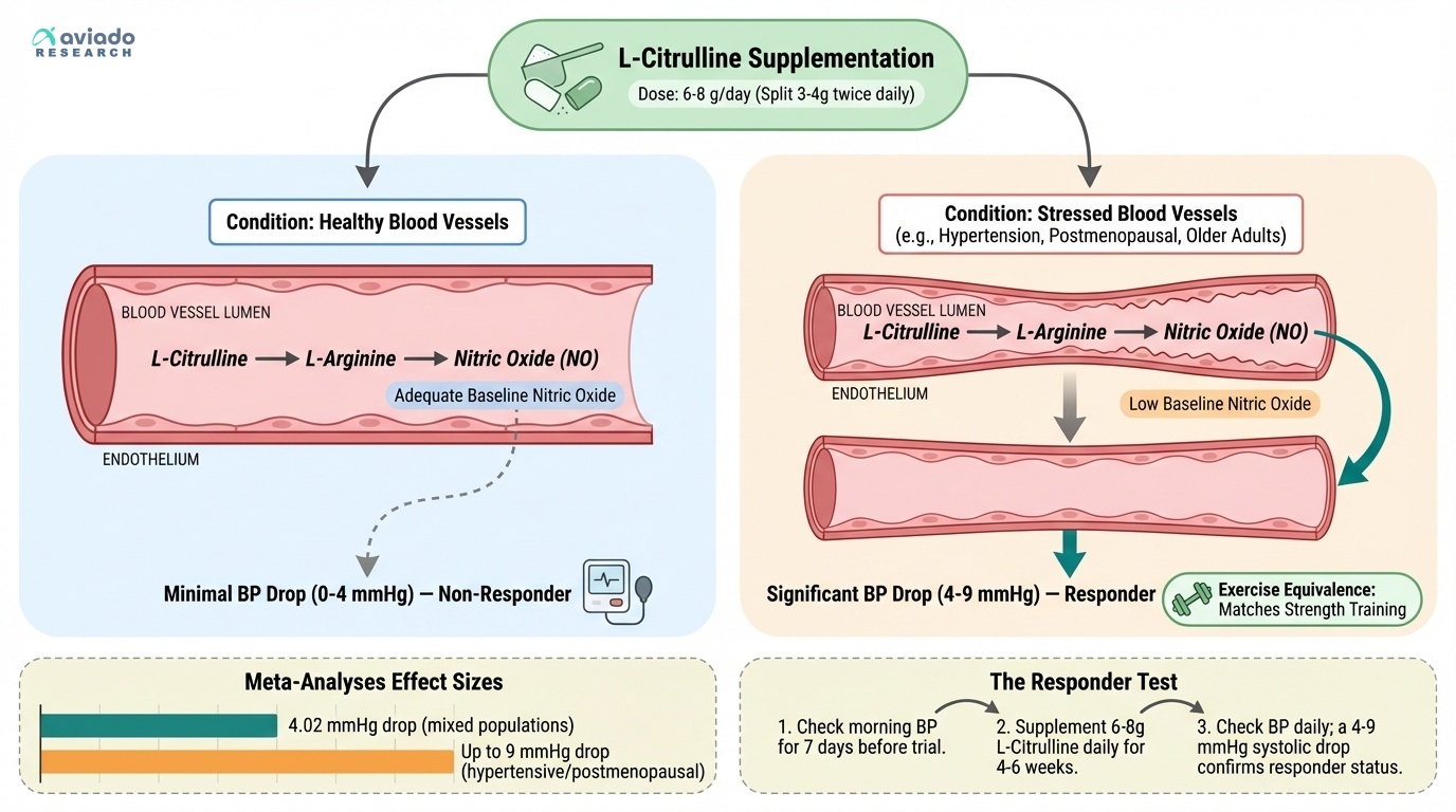 L-Citrulline Cuts Blood Pressure as Effectively as Exercise — But Only If Your Vascular System Responds