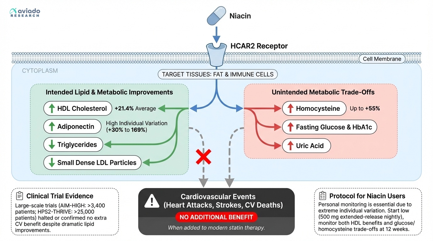 Niacin Raises HDL 21% But Fails to Cut Heart Attacks: The Biomarker Trap That Fooled Cardiologists for Decades