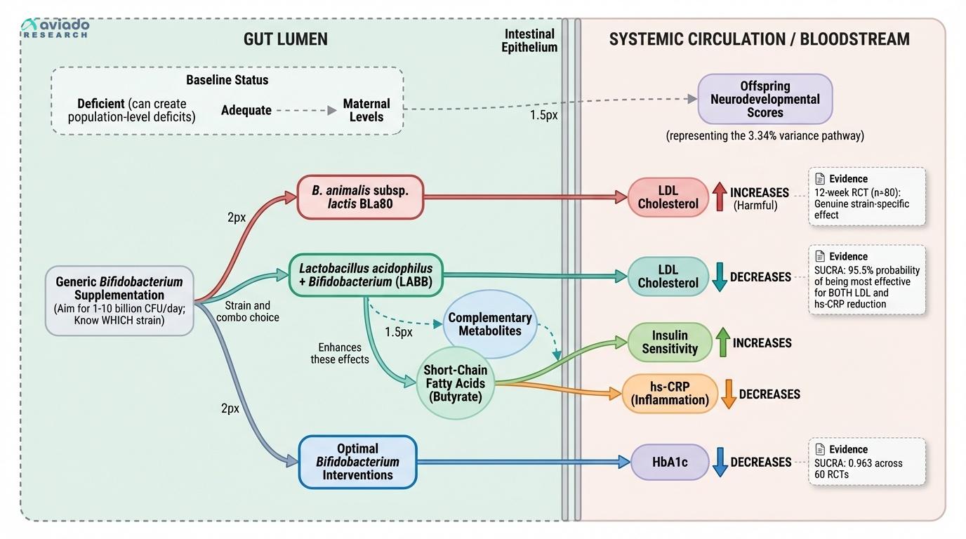 The Bifidobacterium Paradox: Same Probiotic, Opposite Effects on LDL and HbA1c Depending on Which Strain and Who You Are