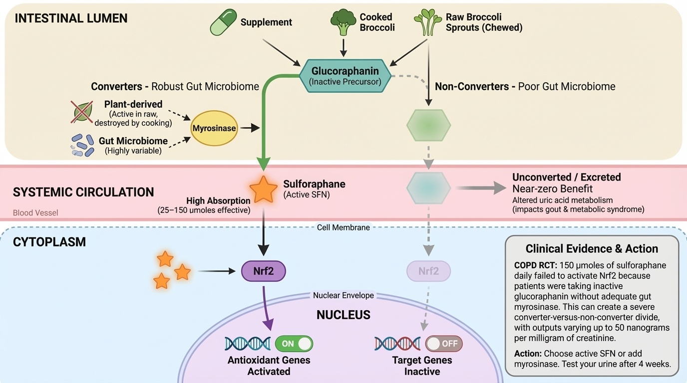 Your Broccoli Sprouts May Be Doing Nothing: The Hidden Enzyme Problem That Splits Sulforaphane Users Into Winners and Losers